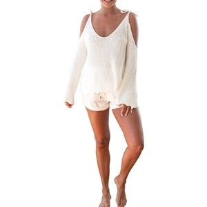 Cara cold shouldered lightweight sweater